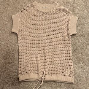 Varley Beige Knit Crew Neck Sweater